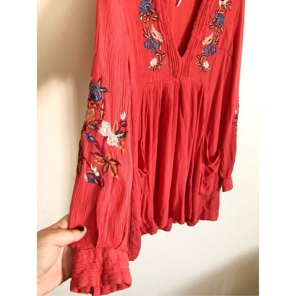 Free people Mia embroidered long sleeve mini dress size small - Picture 5 of 11